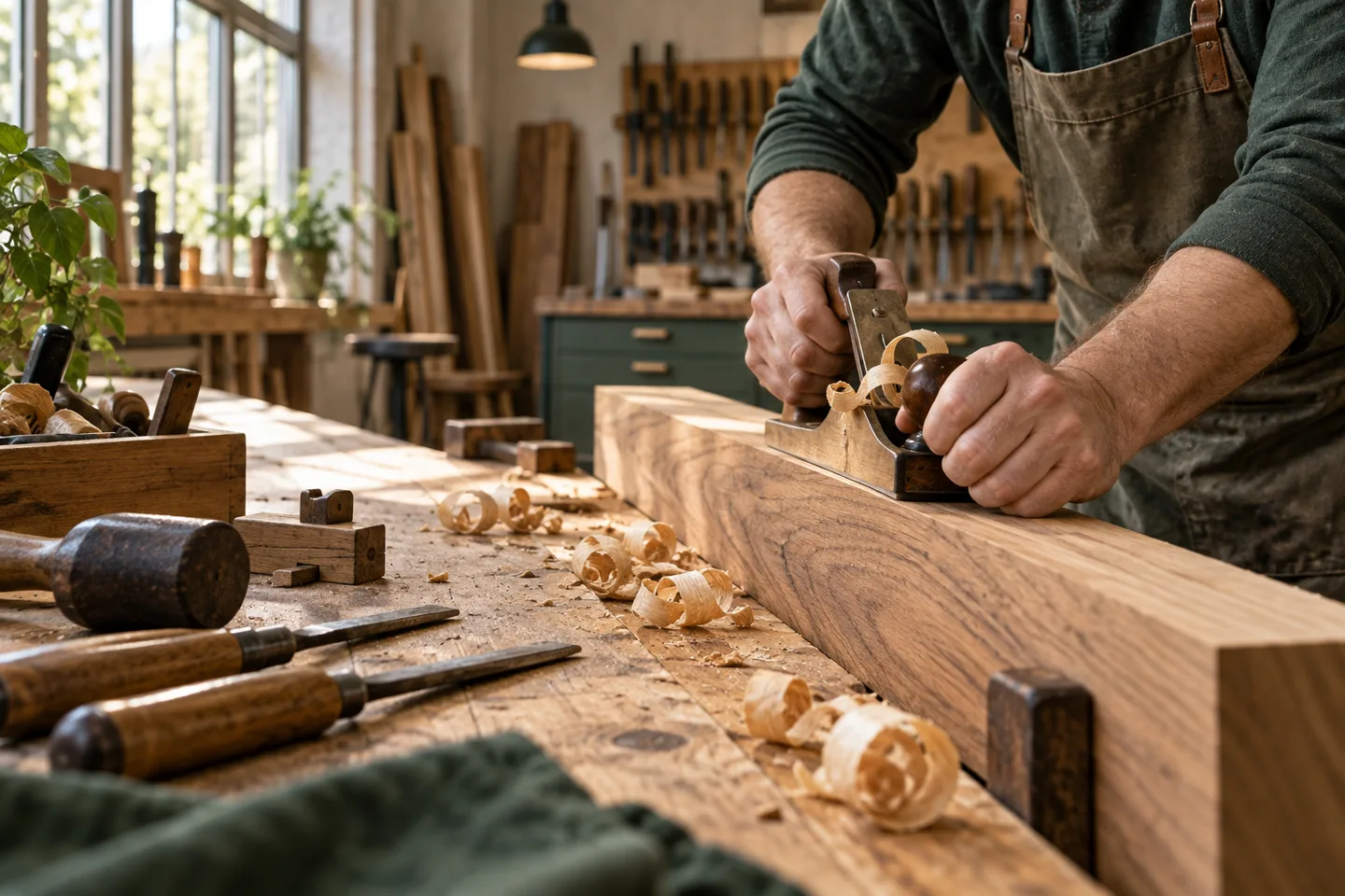 Schreiner bei der Arbeit als Beispiel für eine Handwerks-Homepage